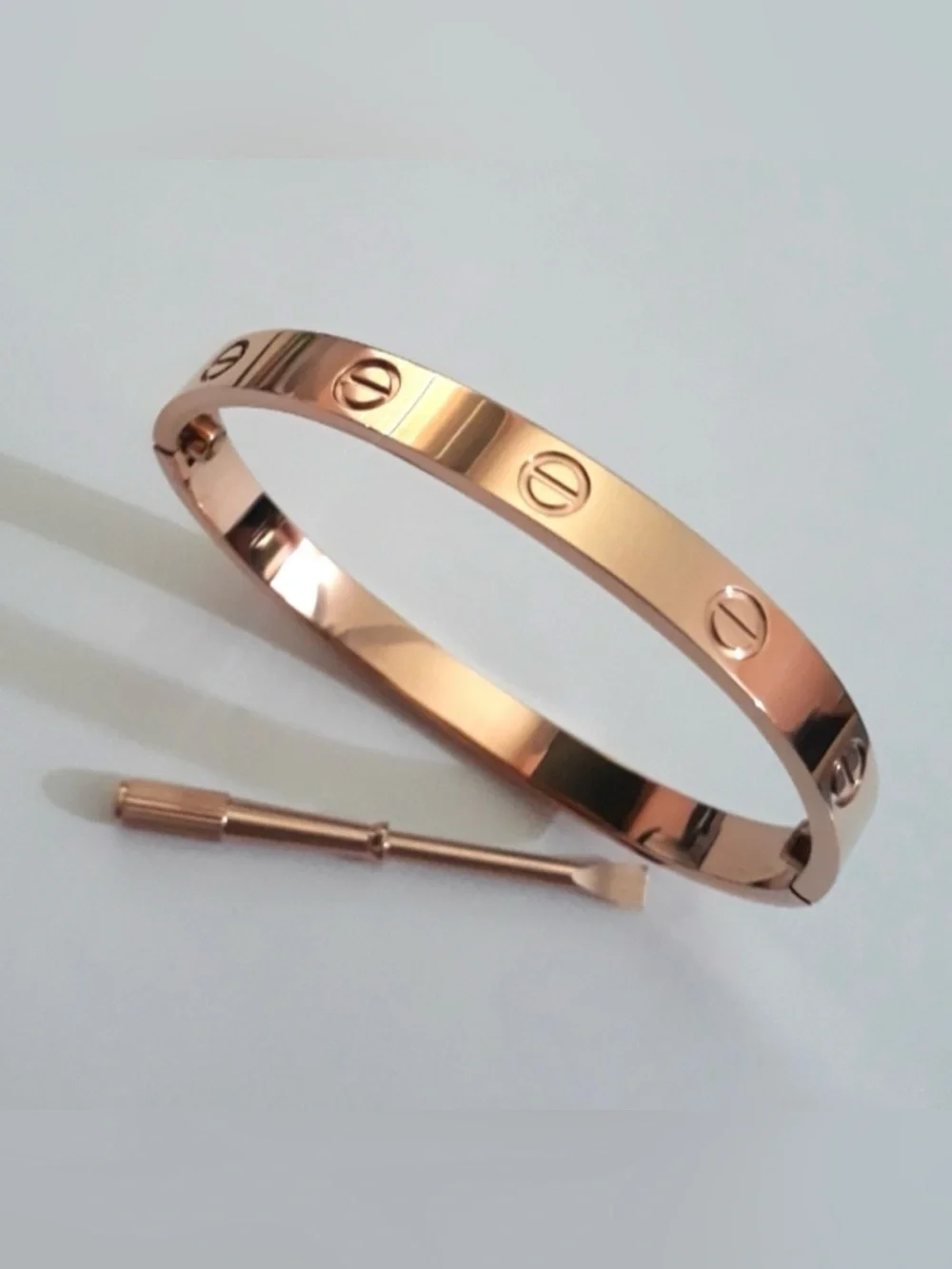 Generic Rose Gold Screw Cuff Bangle Bracelet with Screwdriver